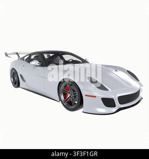 Sportwagen-Modell 3D-Rendering isoliert auf weißem Hintergrund Stockfoto