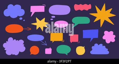 Sammlung von fetten Sprechblasen. Doodle-Elemente. Stock Vektor
