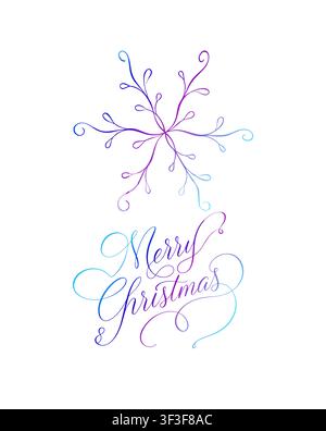 Einzige Zeile Schneeflocke. Frohe Weihnachten. Handgezeichnet. Nicht KI, Vektorillustration. Stock Vektor