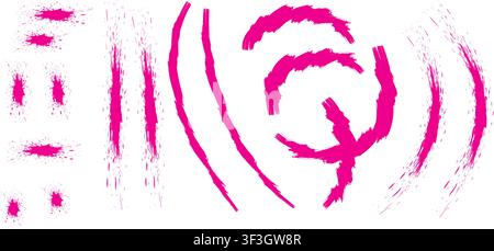 Abstrakte künstlerische Komposition mit lebhaften rosa Pinselstrichen und dynamischen strukturierten Tintenlinien Stock Vektor