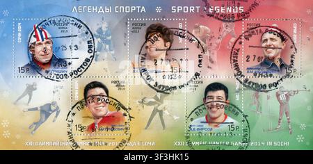 Alter Umschlag, der am 27. Juli 2025 aus Russland nach Gomel, Belarus, verschickt wurde. Stockfoto
