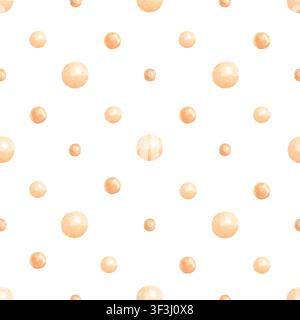 Nahtloses Aquarellmuster mit goldenen Punkten auf weiß. Eleganter handgezeichneter Hintergrund mit Goldperlen. Minimales, wiederholbares Design Stockfoto