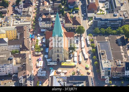 Luftbild, evang. Pauluskirche mit Wochenmarkt, Mitte, Hamm, Ruhrgebiet, Nordrhein-Westfalen, Deutschland ACHTUNGxMINDESTHONORARx60xEURO Stockfoto