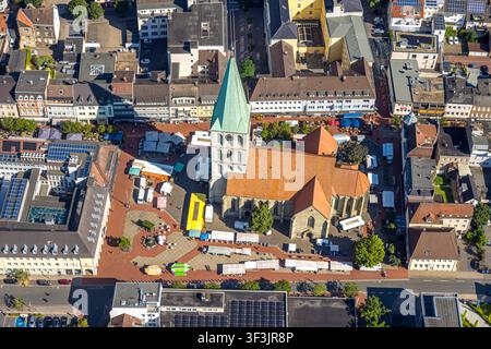 Luftbild, evang. Pauluskirche mit Wochenmarkt, Mitte, Hamm, Ruhrgebiet, Nordrhein-Westfalen, Deutschland ACHTUNGxMINDESTHONORARx60xEURO Stockfoto