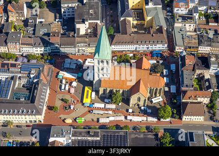 Luftbild, evang. Pauluskirche mit Wochenmarkt, Mitte, Hamm, Ruhrgebiet, Nordrhein-Westfalen, Deutschland ACHTUNGxMINDESTHONORARx60xEURO Stockfoto