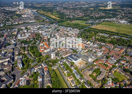 Luftbild, City und evang. Pauluskirche mit Wochenmarkt, Baustelle Cineplex Kino, Johanniter-Kliniken Hamm Standort Nassauerstraße, Mitte, Hamm, Ruhrgebiet, Nordrhein-Westfalen, Deutschland ACHTUNGxMINDESTHONORARx60xEURO Stockfoto