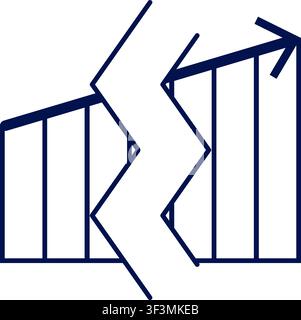 Aktiensplit-Symbol mit Balkendiagramm und Wachstums Pfeil. Vektorillustration, flaches Design Stock Vektor