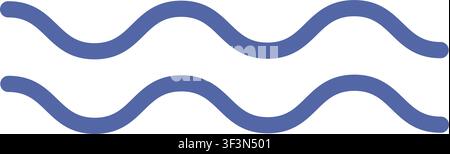 Zwei wellige Linien Meereszeichen Welle Minimalistisches flaches Design-Element Aufkleber-Symbol Sommer-Piktogramm, Preisschild. Isolierte Vektorillustration Marinelogo, Banner, Reiseposter oder Branding-Sommergrafiken, Etikett Stock Vektor
