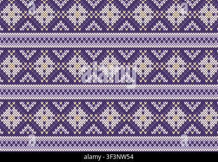Nahtlose Strickmuster. Geometrisches Strickgarnmuster zum Umwickeln. Farbenfrohe Baumwoll-Textil- und Seidenmuster für Hintergrund und Tapeten. Stockfoto