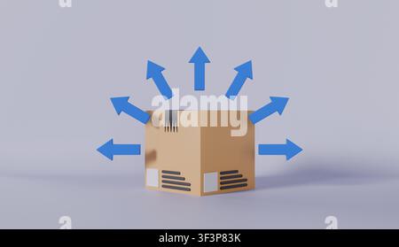 3D-Vektorillustration von braunen Kartons auf einer Palette, Symbol für Verpackung und Versand für ein Geschäftskonzept Stockfoto