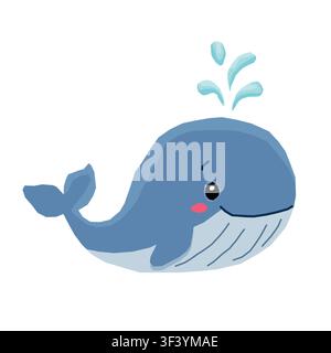 Nette blaue Wal Karikaturvektor Illustration isoliert auf weißem Hintergrund Stock Vektor