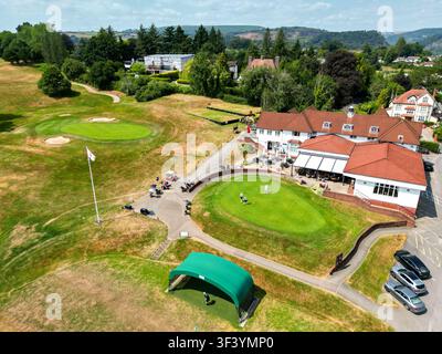 Radyr, Cardiff, Wales, UK - 21. Juli 2026: Luftaufnahme des Clubhauses des Radyr Golf Clubs am Stadtrand von Cardiff Stockfoto