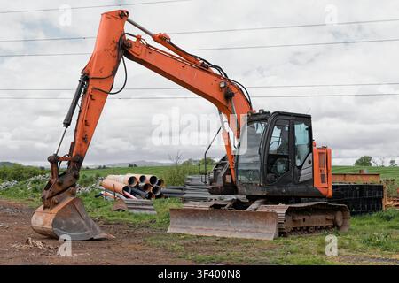 Bagger auf einer Baustelle während der Ausgrabung Stockfoto