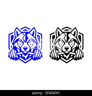 Professionelles minimalistisches Wolfskopf-Gym-Vektor-Logo-Design Stock Vektor