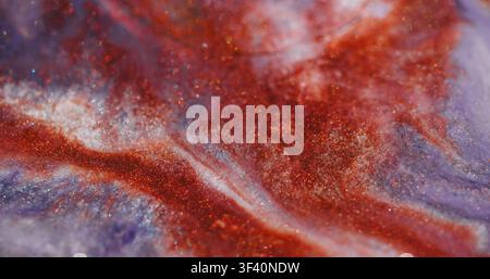 Acrylverschüttung glänzende Flüssigtextur Farbpartikel Stockfoto