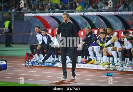 Nürnberg, Deutschland - 3. Juni 2024: Der deutsche Trainer Julian Nagelsmann im Einsatz während des Freundschaftsspiels Deutschland gegen Ukraine im Max-Morlock-Stadion in Nürnberg, Deutschland Stockfoto