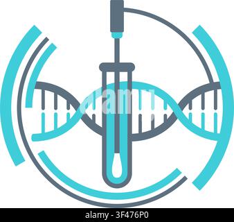 PCR-Test-Symbol mit Tupfer und Reagenzglas - Polymerase-Kettenreaktion - Krankheit Prävention und Kampf gegen die Coronavirus-Pandemie - Stock Vektor