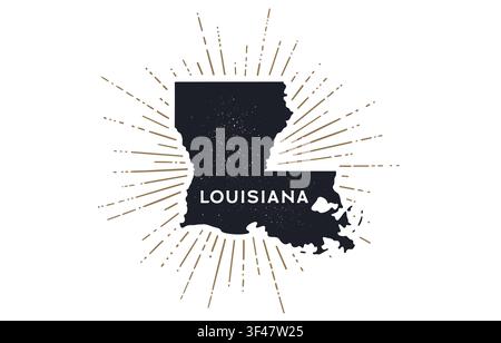 USA, Bundesstaat Louisiana. Vintage-Karte von Louisiana Stock Vektor