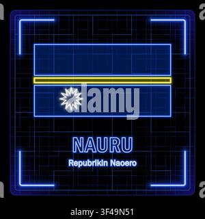 Symbol der Flagge von Nauru. Tech-Cyber-Datenkonzept, bearbeitbare Striche-Flaggenkollektion, helles Neon-Design. Stock Vektor