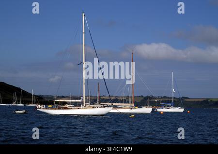 Segelboote sind im Falmouth Marina, Garden, Feock, Cornwall, England, Großbritannien, Großbritannien festgemacht Stockfoto