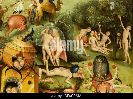 DER GARTEN DER ERDLICHEN FREUDEN Ein Detail aus dem Mittelteil des Gemäldes von Hieronymus Bosch zwischen 1490 und 1510 Stockfoto