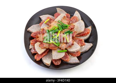Gedämpfter Taro mit chinesischem Trockenfleischgericht Stockfoto
