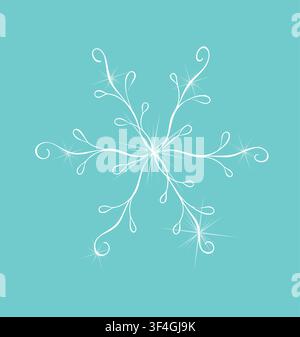 Eine weiße anmutige Schneeflocke in einer Linie. Frohe Weihnachten. Handgezeichnet. Keine KI, Vektorillustration. Stock Vektor
