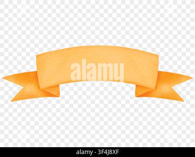 Aquarell-Orangenband-Banner isoliert für Dekoration, Schuldesign und Feiertags-Einladungsvektor. Stock Vektor