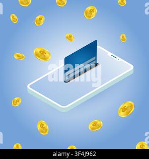 Isometrische Vektordarstellung Des Konzepts Für Mobile Zahlungen Stock Vektor