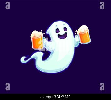 Halloween lustige Geisterfigur mit Bierglas Stock Vektor