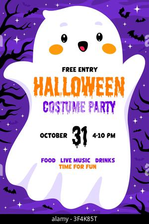 Halloween-Kostüm-Party-Flyer mit lustigem Geist Stock Vektor