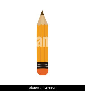 Flache hölzerne Bleistiftillustration ideal für Bildung, Branding, Schreibwaren, Icons, Plakate Stock Vektor