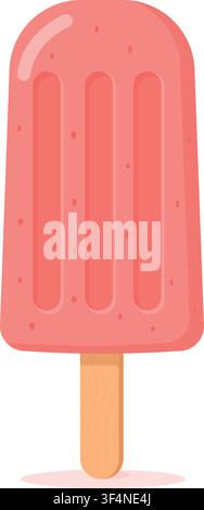 Eine klassische rosa Frucht-Eiscreme-Vektorillustration isoliert auf weißem Hintergrund. Dieser traditionelle erfrischende Sommergenuss zeigt vertikale Stock Vektor