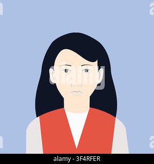 Minimalistischer flacher Vektor-Professioneller weiblicher Porträt-Avatar-Illustration Stock Vektor