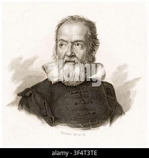 Galileo. Porträtstich des italienischen Astronomen, Physikers und Ingenieurs Galileo Galilei (1564-1642) von Achille Louis Martinet, 1816-1877 Stockfoto