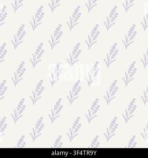 Zartes Lavendel-Blumenmuster nahtloses Muster minimalistisches botanisches Design Stock Vektor