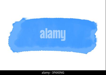 Blaues Aquarell-Pinselstrich-Banner auf weißem Hintergrund, handgemalter türkiser Textmarker für Textüberlagerung Stockfoto