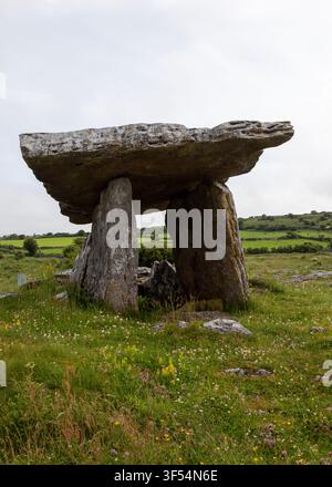 Poulnabrone-Dolmen oder Cromlech, ein neolithisches Einzelkammer-Portalgräber im Burren, County Clare, Irland Stockfoto