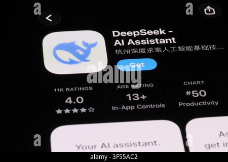 Shanghai, China - 30. Juli 2026: DeepSeek-App-Symbol und Markenlogo Stockfoto