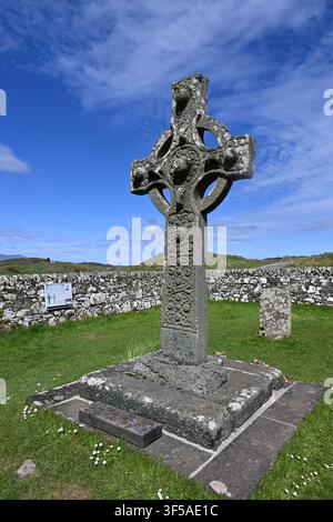 Das Kildalton-Kreuz in der alten Pfarrkirche von Kildalton auf der Isle of Islay, Schottland UK Mai Stockfoto