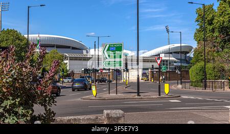 Das Lord's Cricket Ground aus der Ferne gesehen, St John's Wood Rd, London NW8, England, UK. Stockfoto