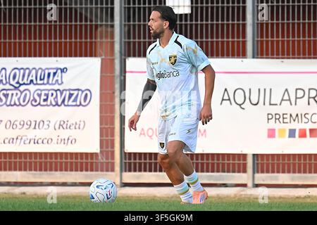 Frosinone, Lazio. 01. Aug., 2026. Francesco Gelli von Frosinone während des Freundschaftsspiels zwischen Frosinone und Benevento im Manlio Scopigno-Stadion in Rieti, Italien, am 01. August 2026. AllShotLive Credit: Sipa USA/Alamy Live News Stockfoto