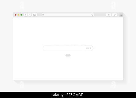 Modernes Browserfenster-Design isoliert auf weißem Hintergrund. Web-Fenster-Bildschirm-Mockup. Internet-Leerseite-Konzept mit Schatten. Vektorillustration Stock Vektor