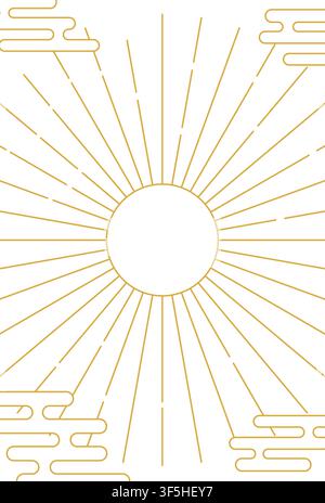 Japanische Neujahrskarte für 2027, der erste Sonnenaufgang und Ekasumi – Übersetzung: Frohes neues Jahr, vielen Dank auch dieses Jahr. Stock Vektor