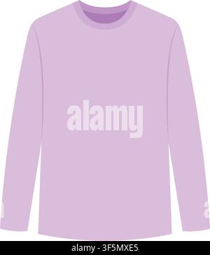 Flache Vektorillustration eines pastellvioletten Langarm-Shirts auf weißem Hintergrund. Stock Vektor