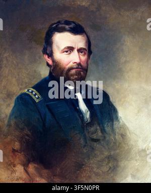 Ulysses S. Grant. Porträtmalerei von Ulysses Simpson Grant (1822-1885), dem amerikanischen Soldaten, der als 18. Präsident der Vereinigten Staaten amtierte, Öl auf Leinwand von Samuel Bell Waugh, 1869 Stockfoto