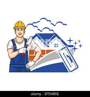 Logo für den Hausbau mit Putz Stock Vektor