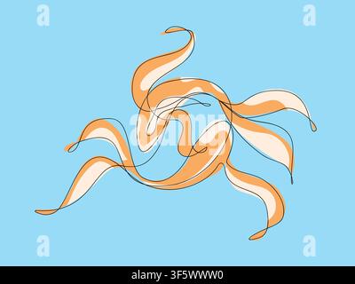 Durchgehende Einlinienzeichnung eines Fisches. Einfache Umrissvektorillustration eines Koi-Fisches. Stock Vektor