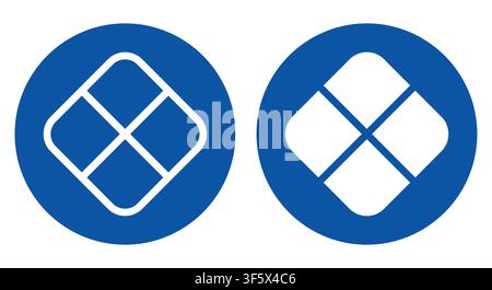 Dieses Bild zeigt moderne blaue und weiße Symbole mit geometrischen Formen, die ein klares und kreatives Design präsentieren, das ideal für Branding oder Dekoration ist. Stock Vektor