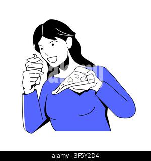 Pizza und Eiscreme - Bunte Flachdesign-Illustration Stock Vektor